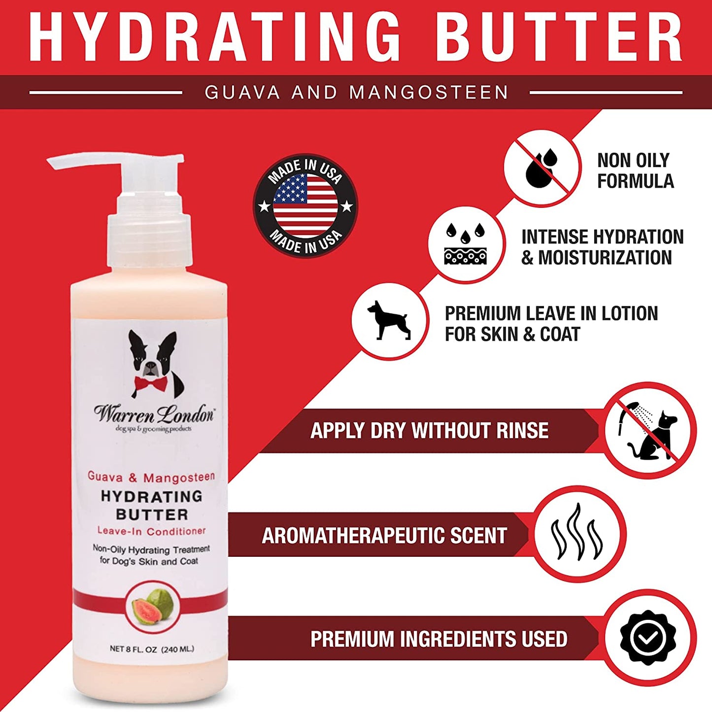 8Oz Butter Combo - Premium Dog Shampoo & Conditioner - Exfoliating Wash with Fragrant Leave in Conditioner - Detangler and Coat Moisturizer - Milk & Honey W/Guava & Mango