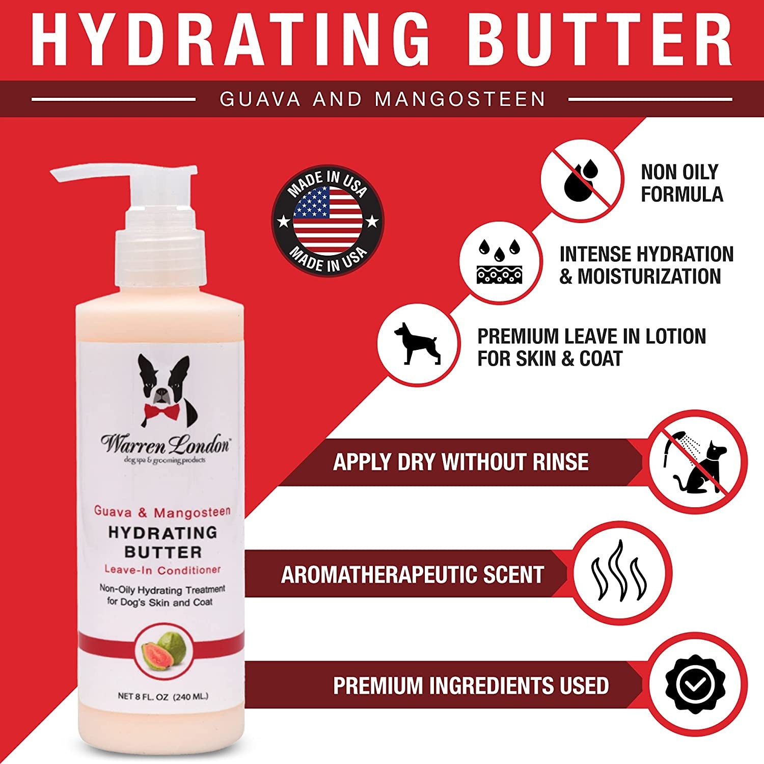 8Oz Butter Combo - Premium Dog Shampoo & Conditioner - Exfoliating Wash with Fragrant Leave in Conditioner - Detangler and Coat Moisturizer - Milk & Honey W/Guava & Mango
