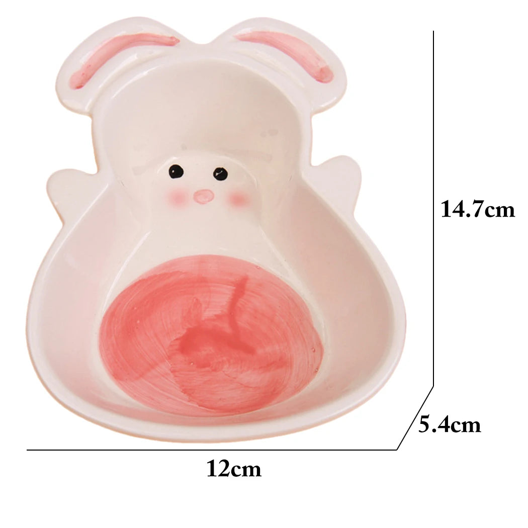 Cute Cartoon Carrot Rabbit Shape Ceramic Bowl Food Water Feeding Bowls for Small Animals Hamster Chinchilla Pet Feeding Supplies