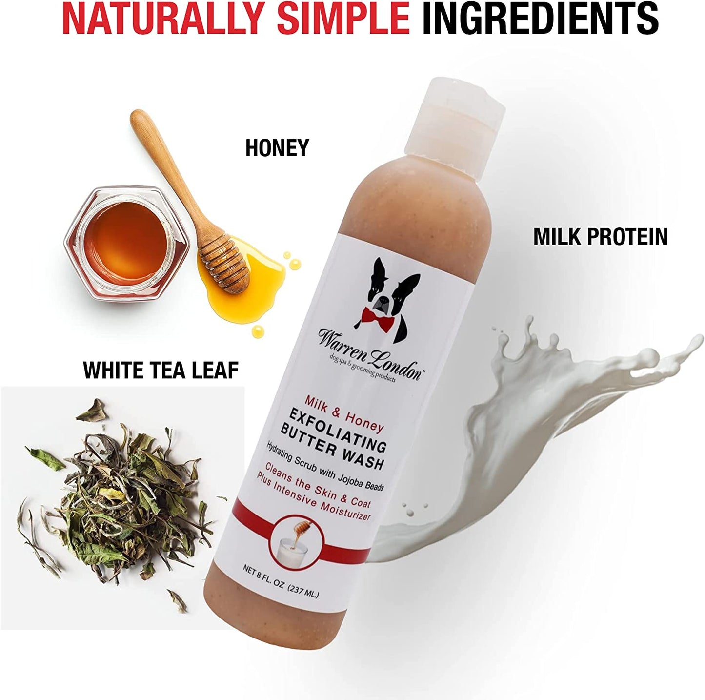 8Oz Butter Combo - Premium Dog Shampoo & Conditioner - Exfoliating Wash with Fragrant Leave in Conditioner - Detangler and Coat Moisturizer - Milk & Honey W/Guava & Mango