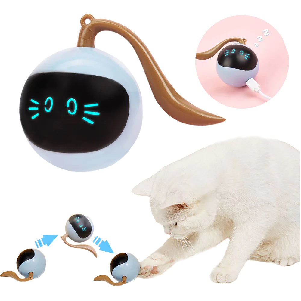 Automatic Cat Ball Toys Interactive Electric USB Rechargeable Self Rotating Indoor Teaser Selfplay Exercise Toys for Pet Kitten
