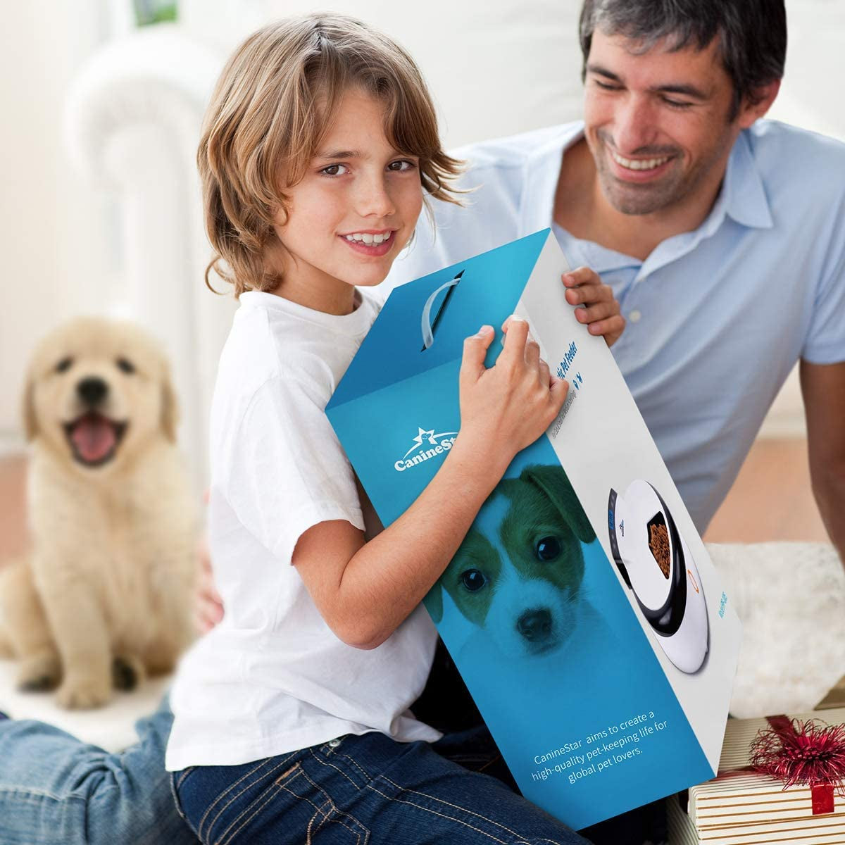 5-Meals Automatic Cat Feeder Auto Pet Feeder with Digital Timer Dry Wet Food Dispenser Voice Recorder & Speaker for Cat and Small Dog by Caninestar