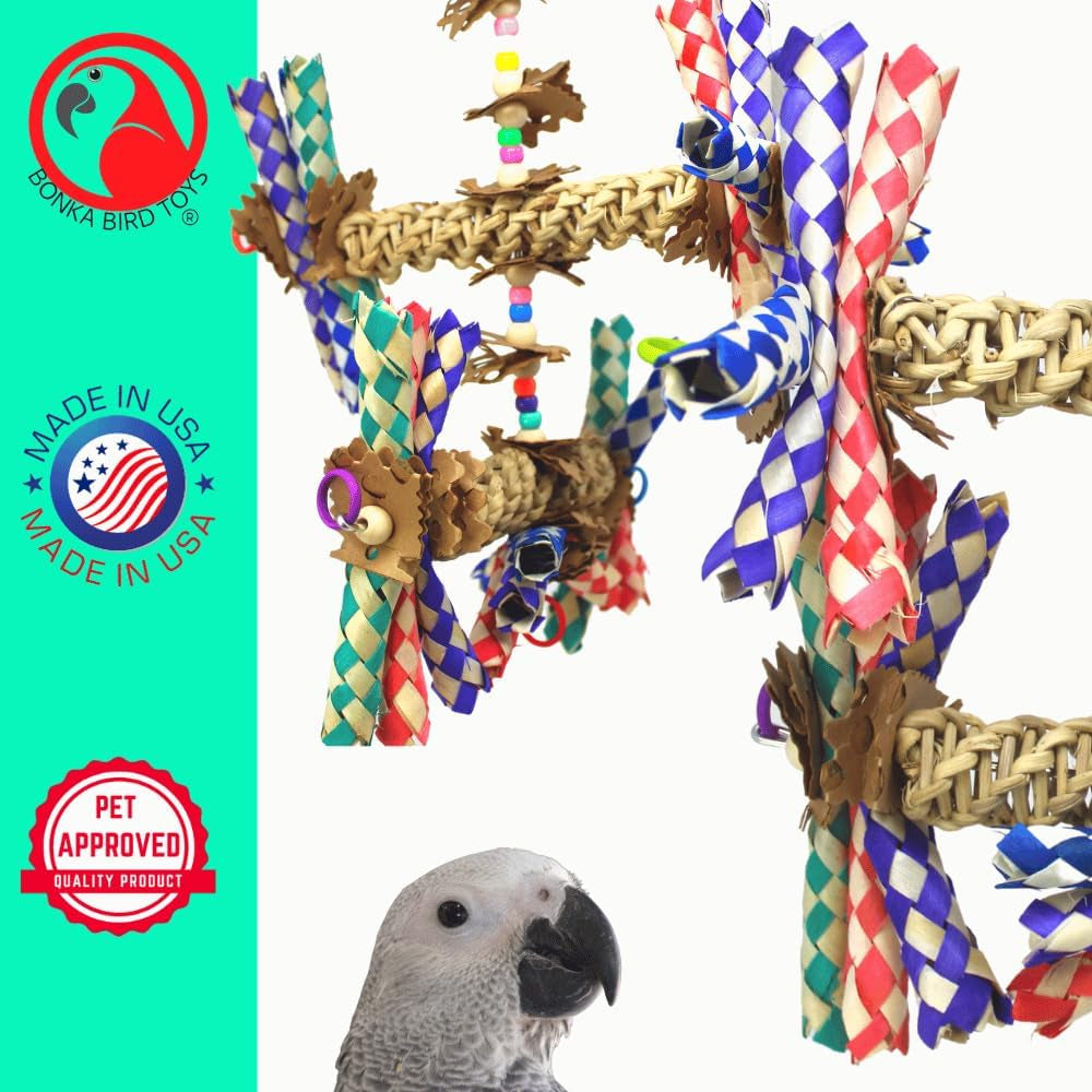 Double Helix 11" High by 9" Wide Parrot Toy, Amazon, African Grey, Conure, and Similar Sized Birds