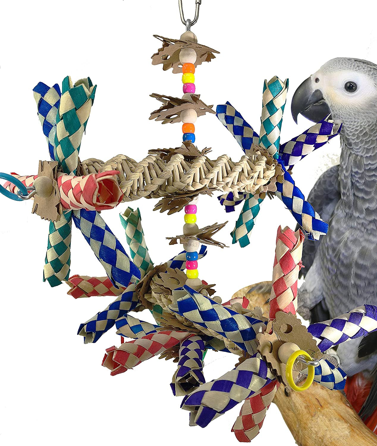 Double Helix 11" High by 9" Wide Parrot Toy, Amazon, African Grey, Conure, and Similar Sized Birds