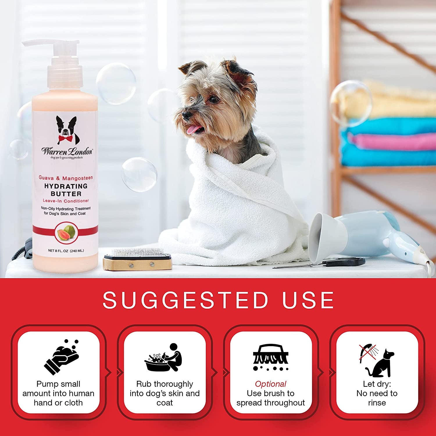 8Oz Butter Combo - Premium Dog Shampoo & Conditioner - Exfoliating Wash with Fragrant Leave in Conditioner - Detangler and Coat Moisturizer - Milk & Honey W/Guava & Mango