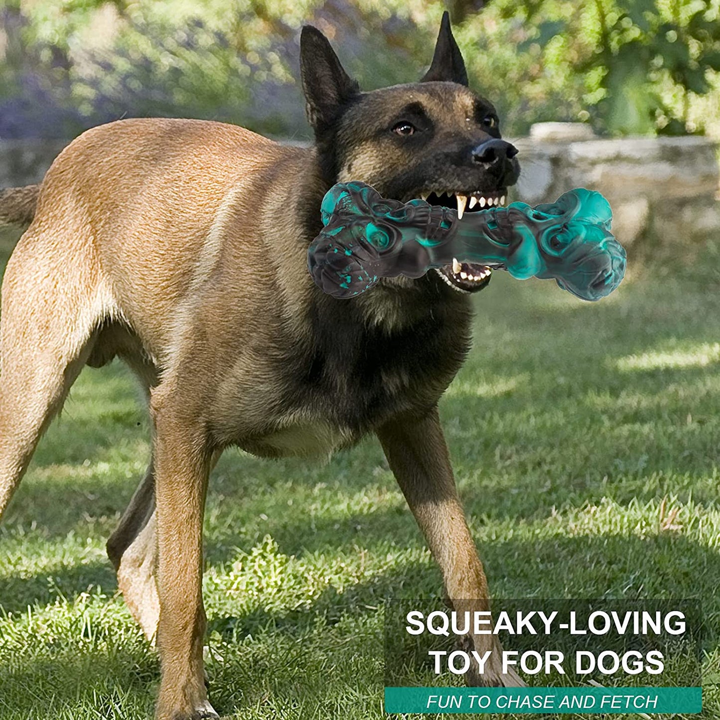Squeaky Dog Toys for Aggressive Chewers, Indestructible Dog Chew Toy,Tough Dog Toys,Interactive Dog Bones,Natural Rubber Dogs-Teeth Cleaning Chews for Large/Medium Breed Dogs