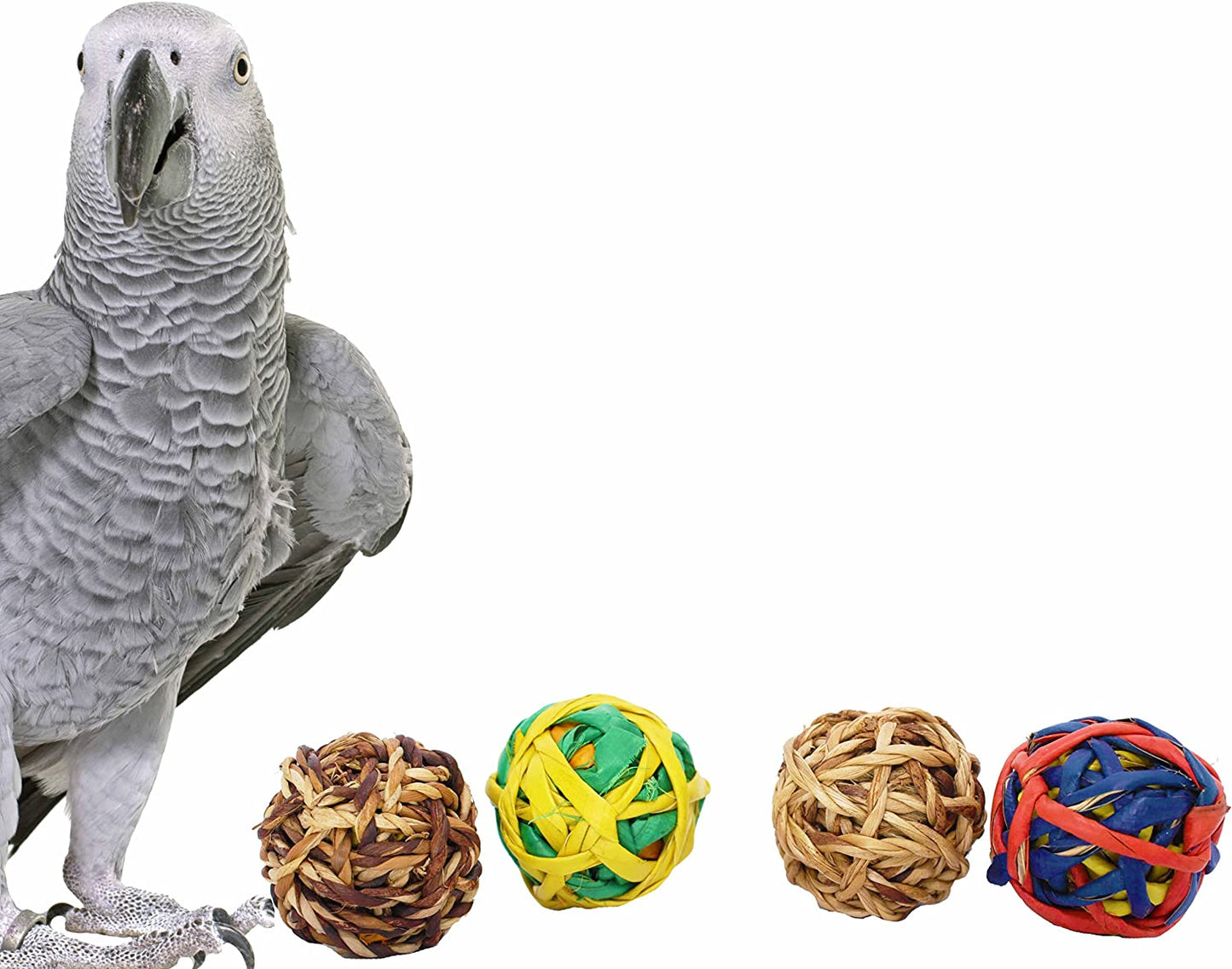 Natural String 2" Ball, Parrot Foot Talon Chew Cage Toy, Amazon, African Grey, Pionus, and Similar