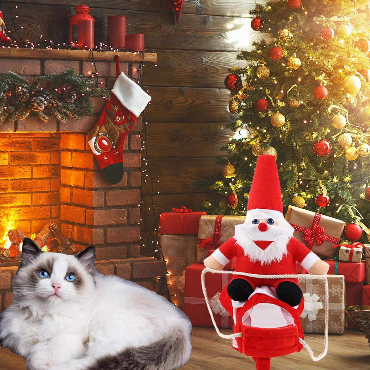 Large Clearance Christmas Dog Costume: Funny Santa Claus Outfit for Pets, Perfect for Holiday Parties and Halloween Dress-Up