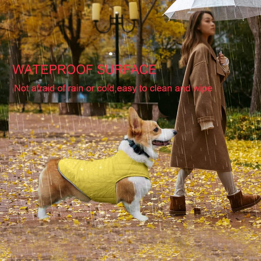 Reversible Dog Coat Cold Weather Warm Jacket Waterproof Windproof Puppy Apparel for Medium Small Pets(Orange&Brown,Xs)