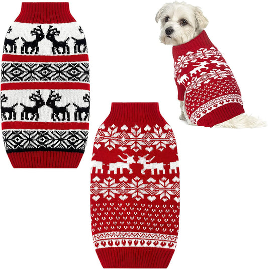 2 Pieces Dog Holiday Reindeer Clothes Christmas Snowflake Dog Sweater Red Dog Clothes Christmas Dog Clothes for Dogs Pets Cats Puppy Christmas New Year (Elk,Medium)