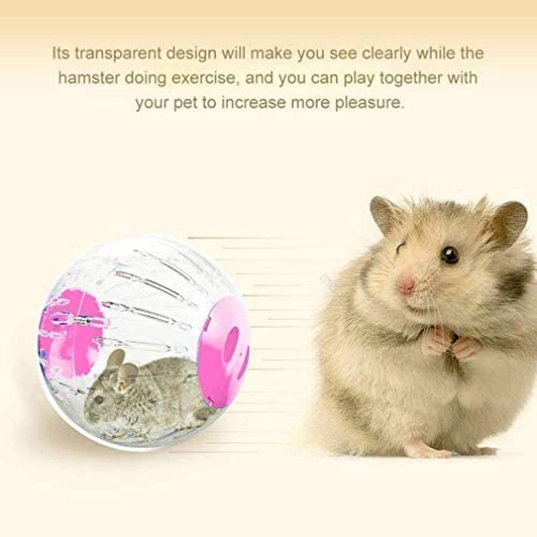 New Cute Hamster Running Ball 4.7 Inches Crystal Ball for Hamsters Small Silent Exercise Wheel Small Animals Cage Accessories Small Animal Pet Toys Ball Mouse Ball (Pink)