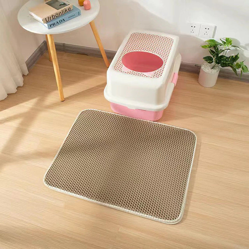 Waterproof Pet Cat Litter Mat Double Layer Pet Litter Box Mat Non-Slip Sand Cat Pad Washable Bed Mat Clean Pad Products