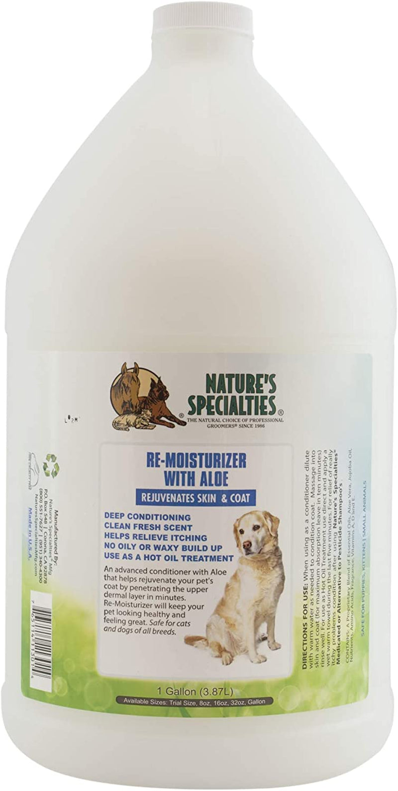 Re-Moisturizer with Aloe Conditioner for Dogs Cats, Non-Toxic Biodegradeable, 1Gal