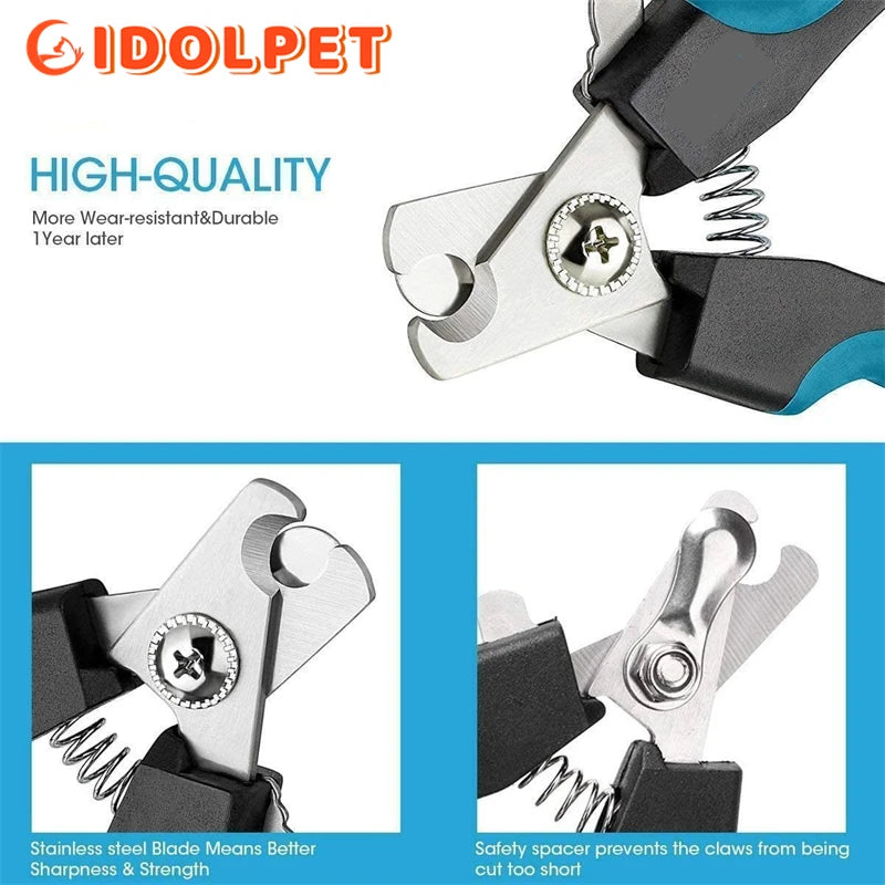 Professional Pet Nail Clipper with Safety Guard Stainless Steel Scissors Cat Dog for Claw Care Grooming Supplies Size Fits