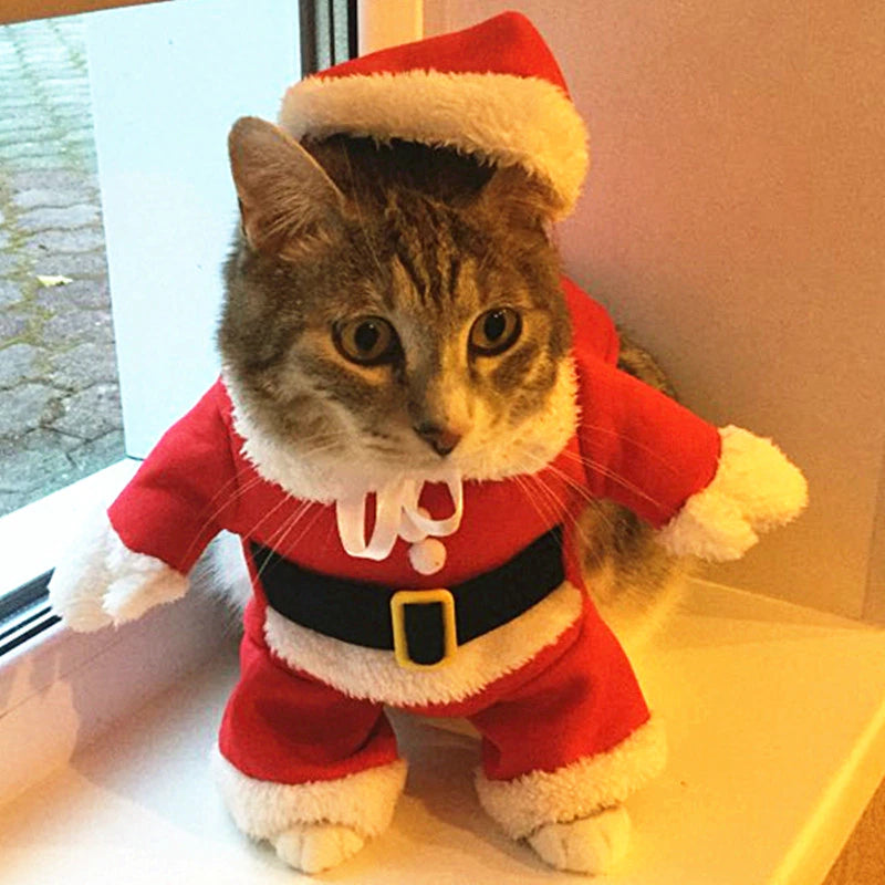 Christmas Cat Costumes Funny Santa Claus Clothes for Small Cats Dogs Xmas New Year Pet Cat Clothing Winter Kitty Kitten Outfits