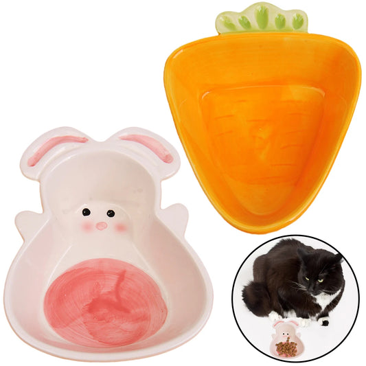 Cute Cartoon Carrot Rabbit Shape Ceramic Bowl Food Water Feeding Bowls for Small Animals Hamster Chinchilla Pet Feeding Supplies