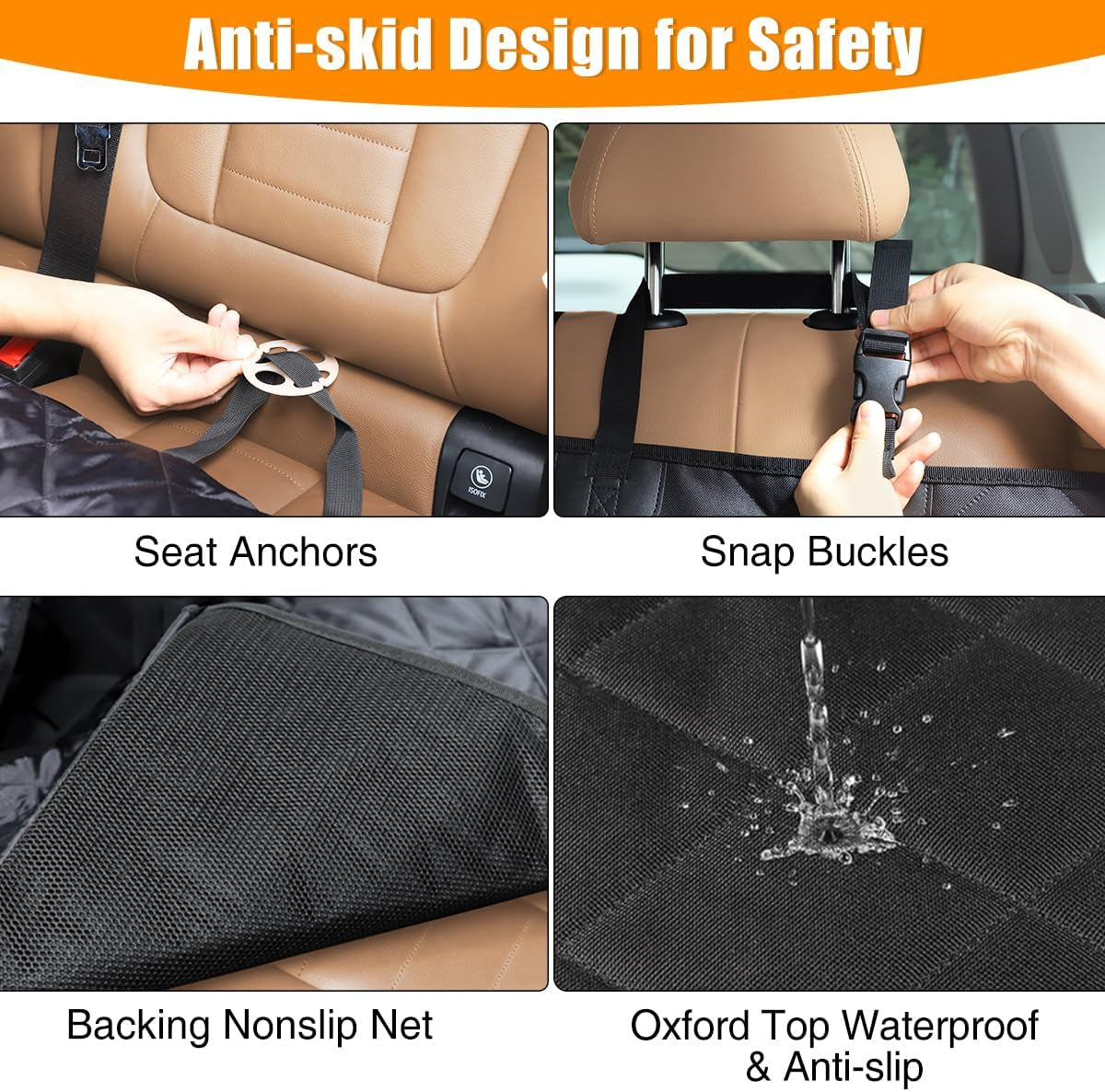 Dog Car Seat Cover, Waterproof Dog Car Hammock with Mesh Window, Anti-Scratch Nonslip Car Dog Cover Back Seat, Durable Pet Dog Seat Cover for Cars Trucks and Suvs