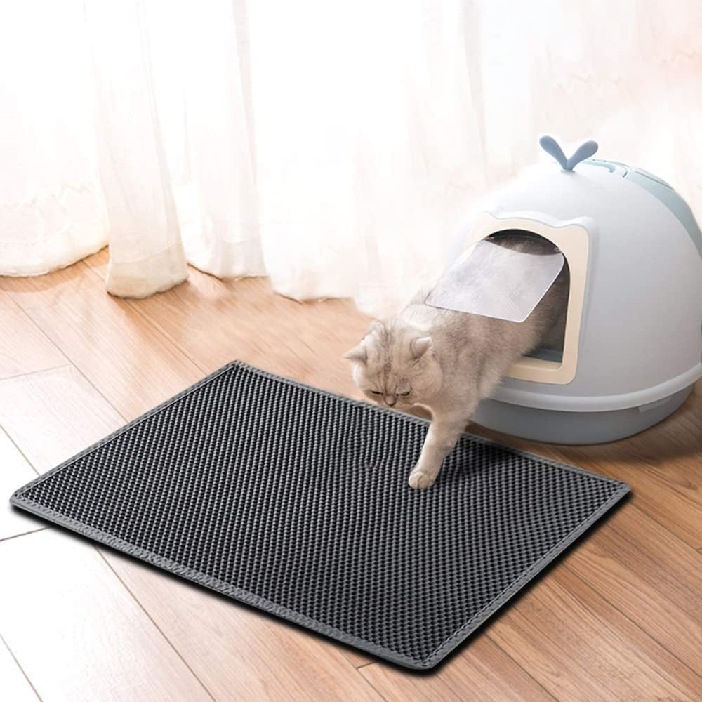 Cat Litter Mat, 15X24 Inch Litter Box Mat,Honeycomb Double Layer Trapping Litter Mat Design,Waterproof Urine Proof Kitty Litter Mat,Easy Clean Scatter Control (Grey, 15X24 Inch (Pack of 1))