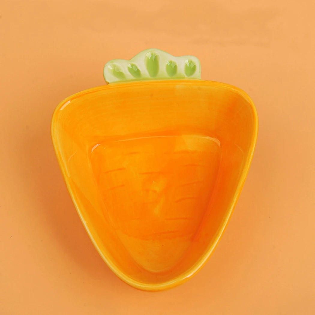 Cute Cartoon Carrot Rabbit Shape Ceramic Bowl Food Water Feeding Bowls for Small Animals Hamster Chinchilla Pet Feeding Supplies