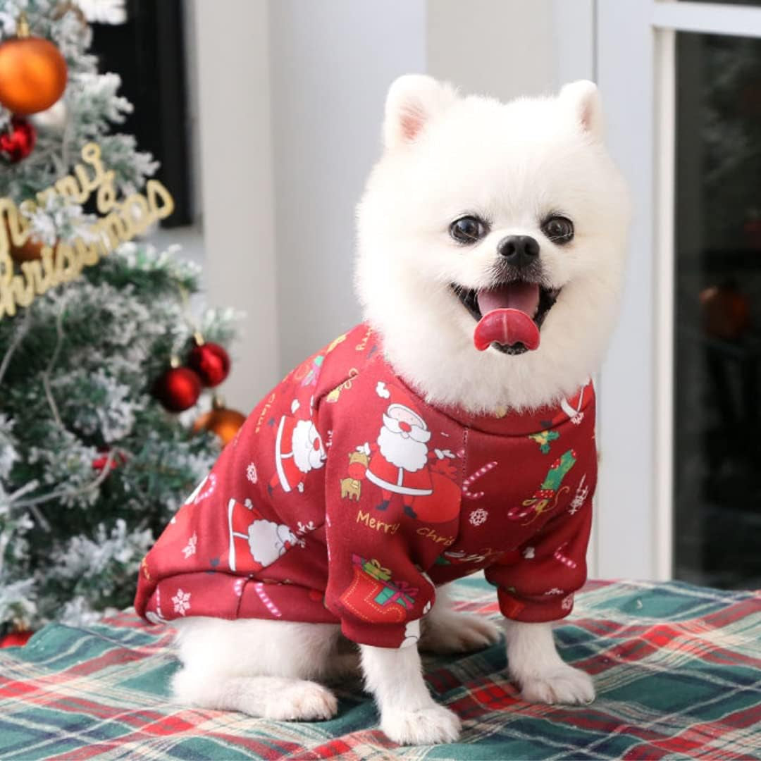 Christmas Sweatshirt for Dogs Puppy Pets Dog Clothes for Autumn and Winter (Christmas RED, X-Large)