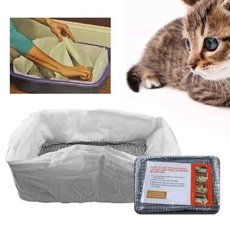 10Pcs S L Reusable Cat Feces Filter Hands Free Pet Cat Excrement Liners Elastic Cat Sand Bag Filter Hygienic Litter Box Liners