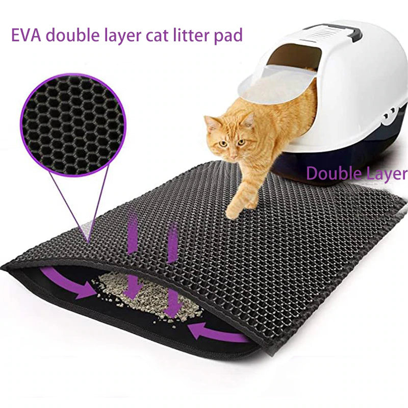 Waterproof Pet Cat Litter Mat Double Layer Pet Litter Box Mat Non-Slip Sand Cat Pad Washable Bed Mat Clean Pad Products