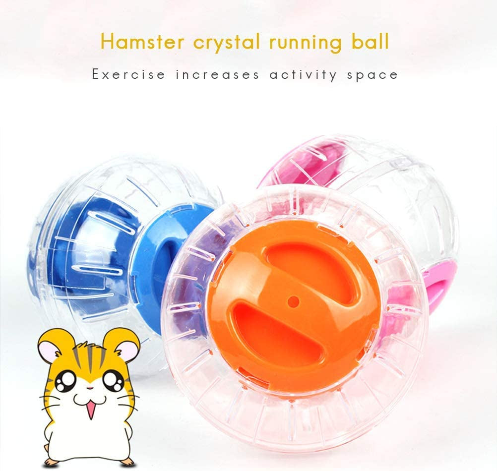 New Cute Hamster Running Ball 4.7 Inches Crystal Ball for Hamsters Small Silent Exercise Wheel Small Animals Cage Accessories Small Animal Pet Toys Ball Mouse Ball (Pink)