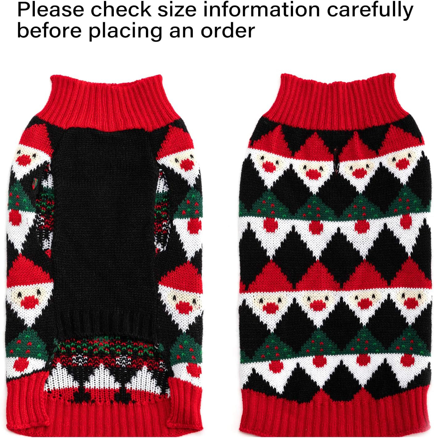 Medium Puppy Dog Cat Black and Red Knitwear Sweater for Dogs and Cats Soft Fleece Coat Vest Warm Dogs Shirt Winter Cold Weather Pet Clothes