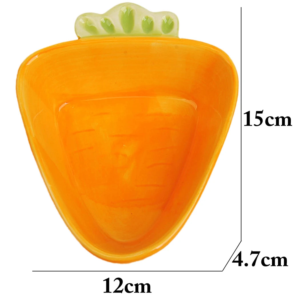 Cute Cartoon Carrot Rabbit Shape Ceramic Bowl Food Water Feeding Bowls for Small Animals Hamster Chinchilla Pet Feeding Supplies