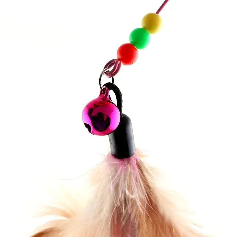 Cat Teaser Toy - Interactive Fishing Pole Toy with Bell for Indoor Cats to Play and Exercise
