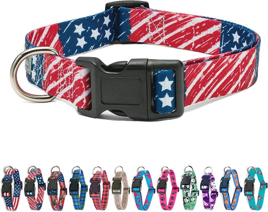 American Flag Dog Collar in 5 Different Sizes Weathered (Small)