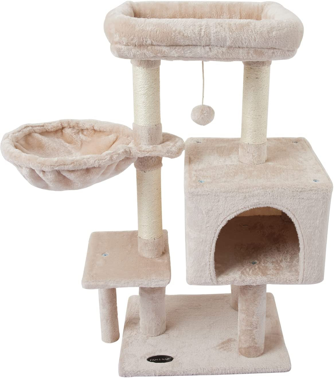 US09M Cute Cat Tree Kitten Cat Tower for Indoor Cat Condo Sisal Scratching Posts with Jump Platform Cat Furniture Activity Center Play House Beige