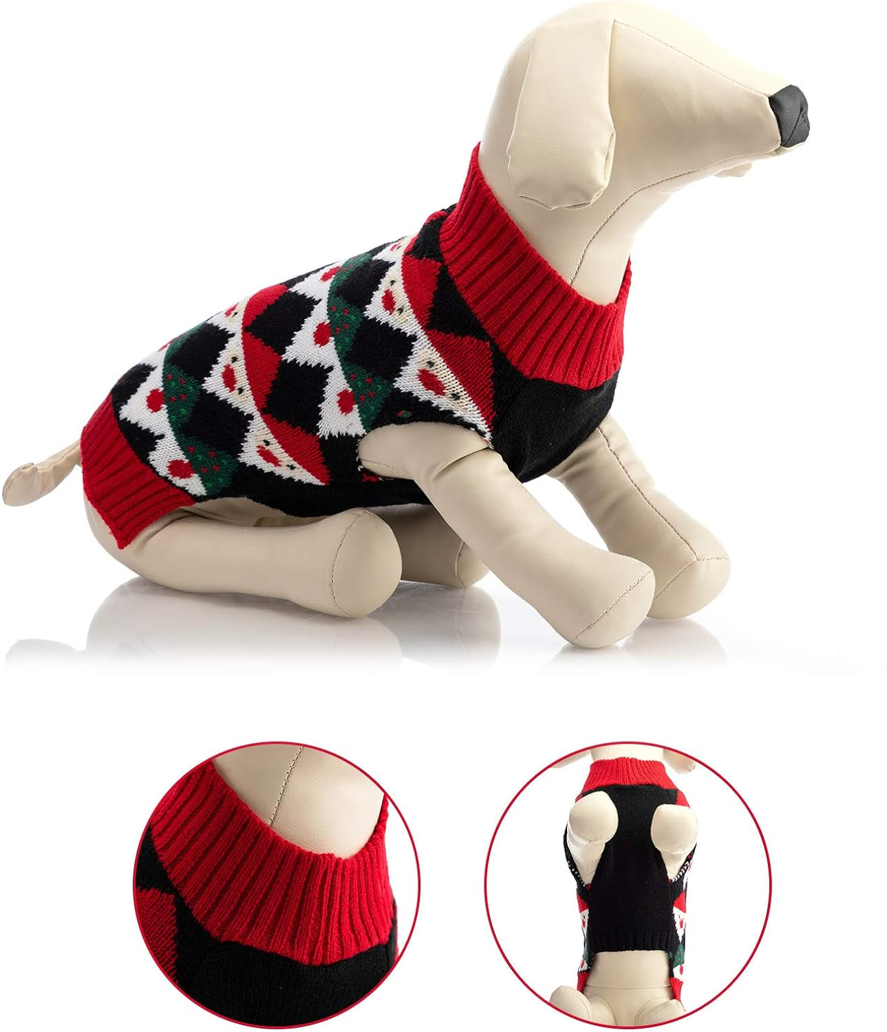 Medium Puppy Dog Cat Black and Red Knitwear Sweater for Dogs and Cats Soft Fleece Coat Vest Warm Dogs Shirt Winter Cold Weather Pet Clothes