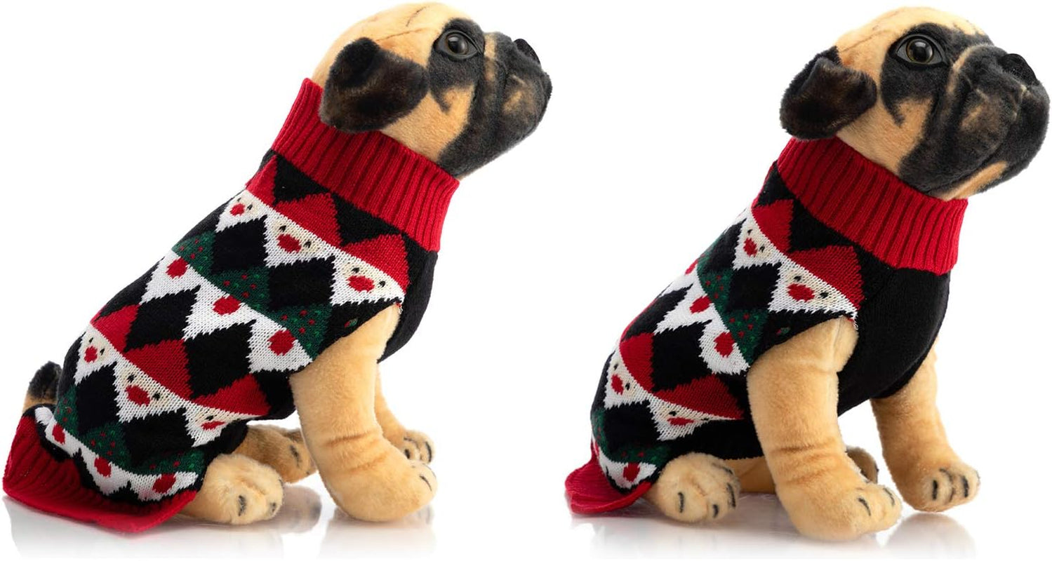 Medium Puppy Dog Cat Black and Red Knitwear Sweater for Dogs and Cats Soft Fleece Coat Vest Warm Dogs Shirt Winter Cold Weather Pet Clothes