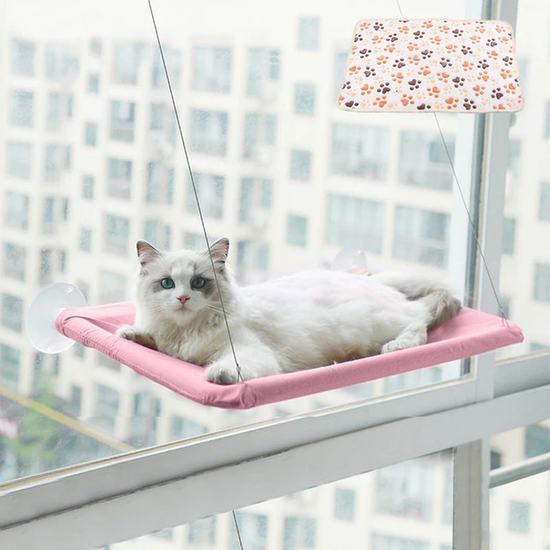 Cat Hammock Hanging Cat Bed Window Pet Bed for Cats Small Dogs Sunny Window Seat Mount with Blanket Bearing 20Kg Pet Accessories