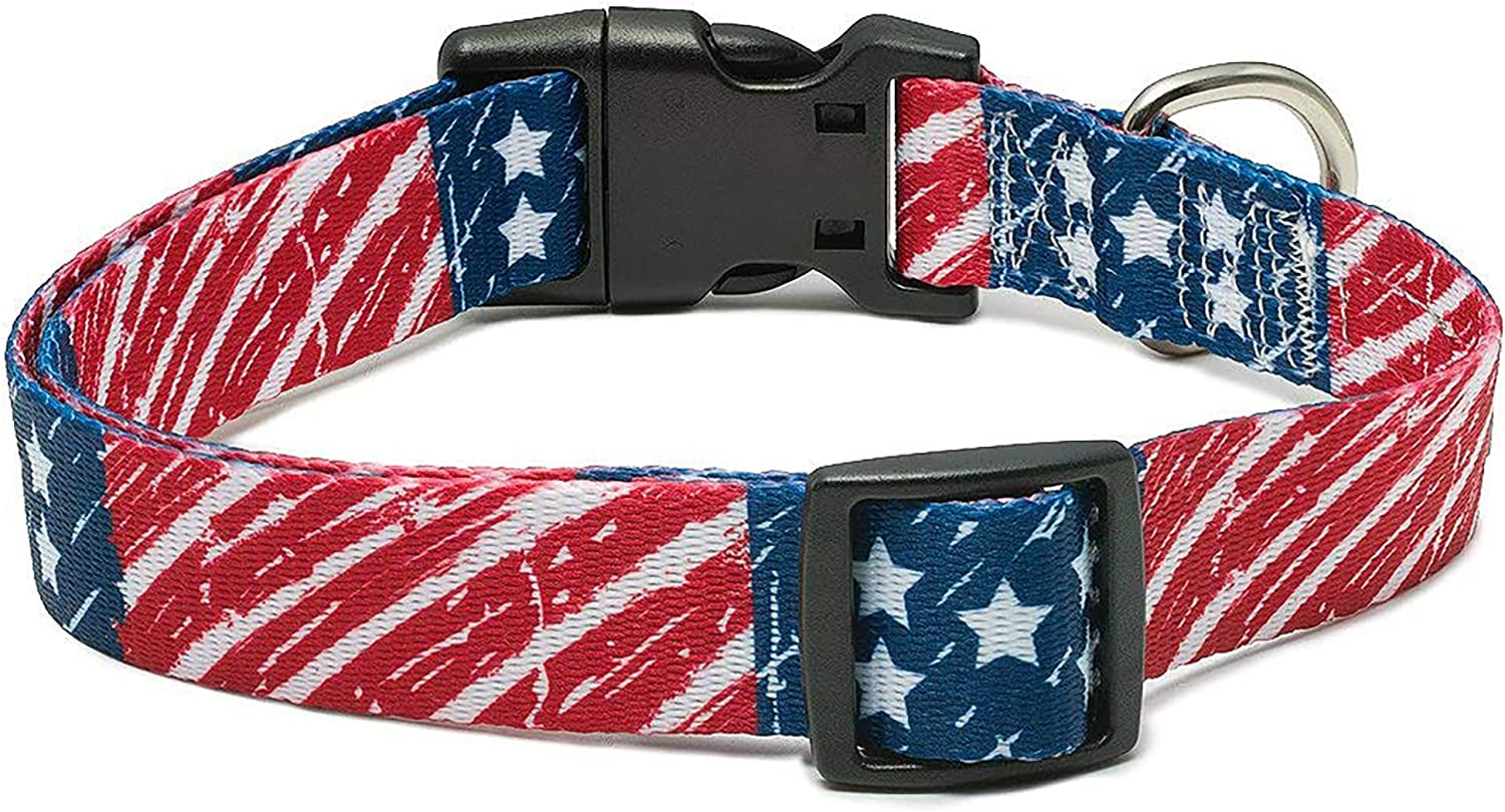 American Flag Dog Collar in 5 Different Sizes Weathered (Small)