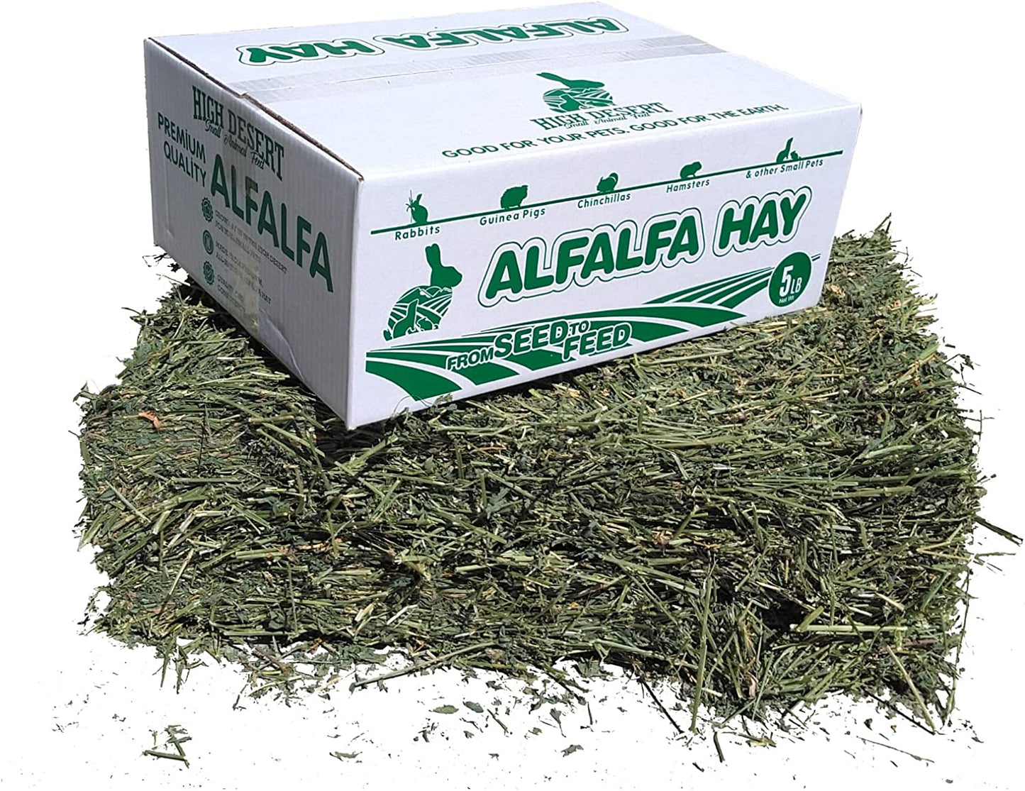 High Desert Alfalfa Hay - Dried Natural Alfalfa Hay for Rabbits, Guinea Pigs, Chinchillas, and Ferrets - Protein and Fiber Rich Food for Small Animals - Healthy Pet Food