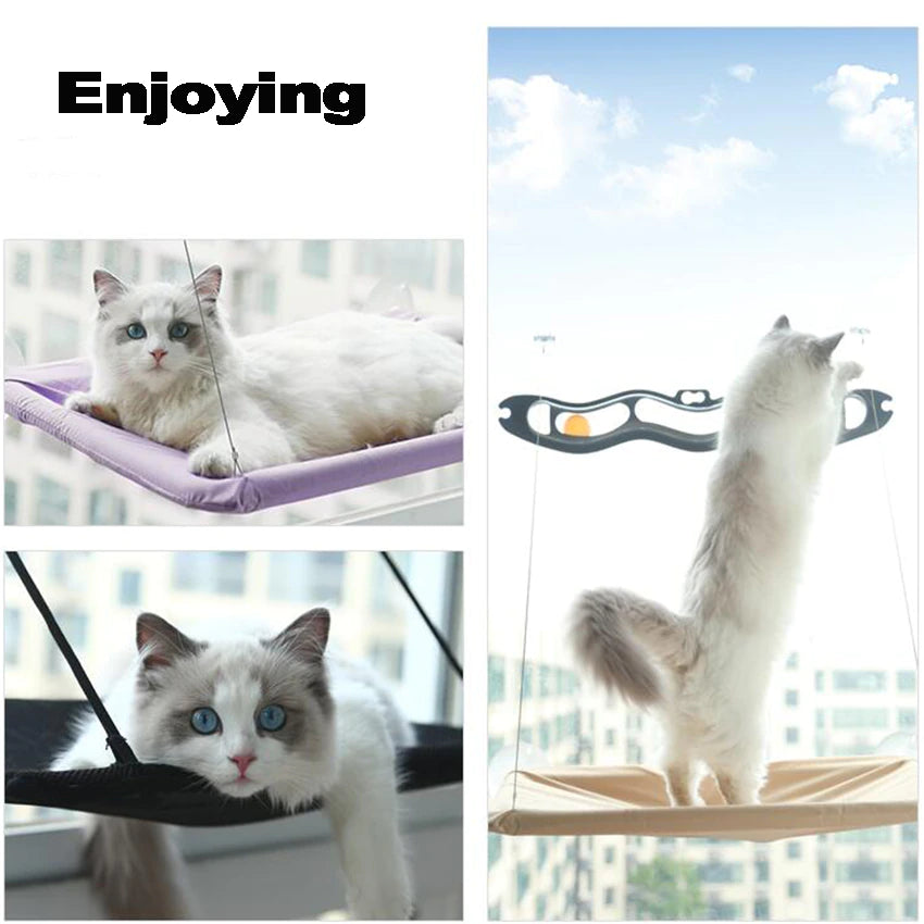 Cat Hammock Hanging Cat Bed Window Pet Bed for Cats Small Dogs Sunny Window Seat Mount with Blanket Bearing 20Kg Pet Accessories