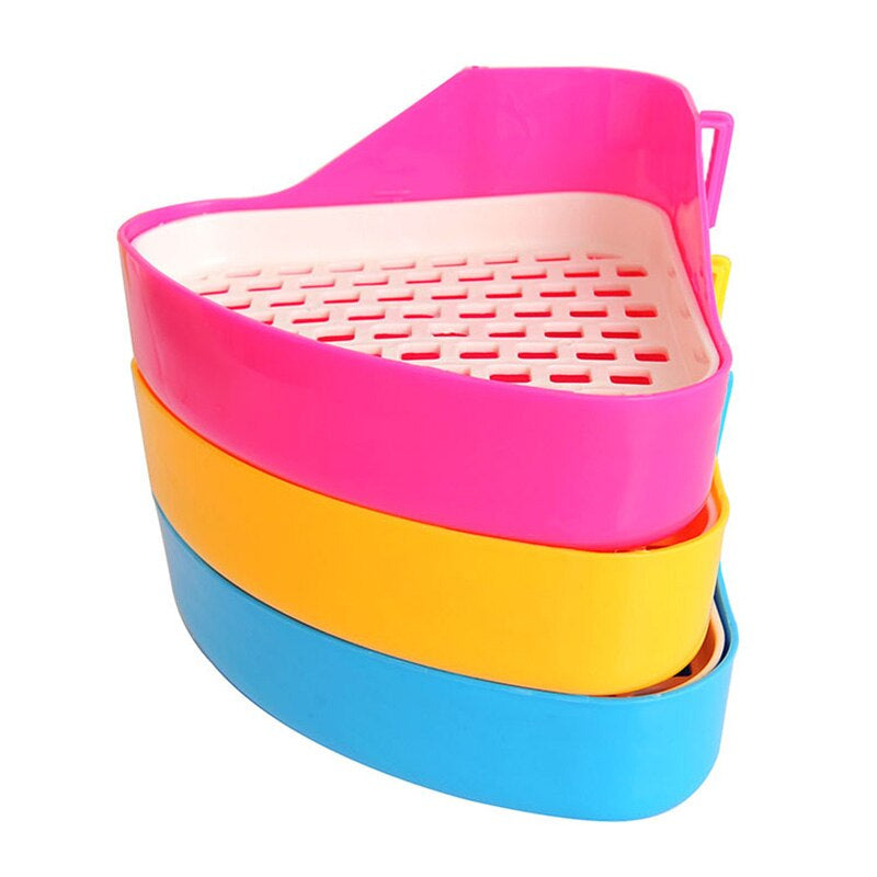 Practical Pet Cat Rabbit Pee Toilet Small Animals Hamster Guinea Pig Litter Tray Corner Pet Training Tray Free Shipping