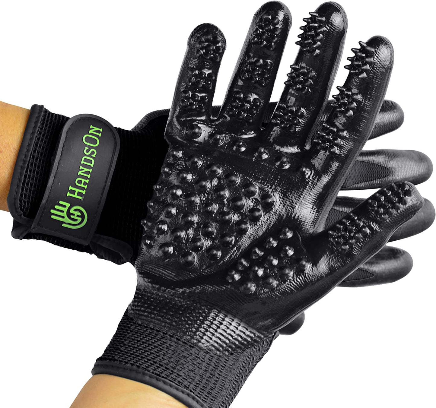 Pet Grooming Gloves - Patented #1 Ranked, Award Winning Shedding, Bathing, & Hair Remover Gloves - Gentle Brush for Cats, Dogs, and Horses