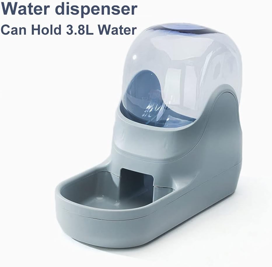 Automatic Cat Feeder and Dog Water Dispenser,Pet Food Bowl, Gravity Food Feeder and Waterer Set for Small Medium Dog Puppy Kitten, Large Capacity 1 Gallon X 2 (Grey)