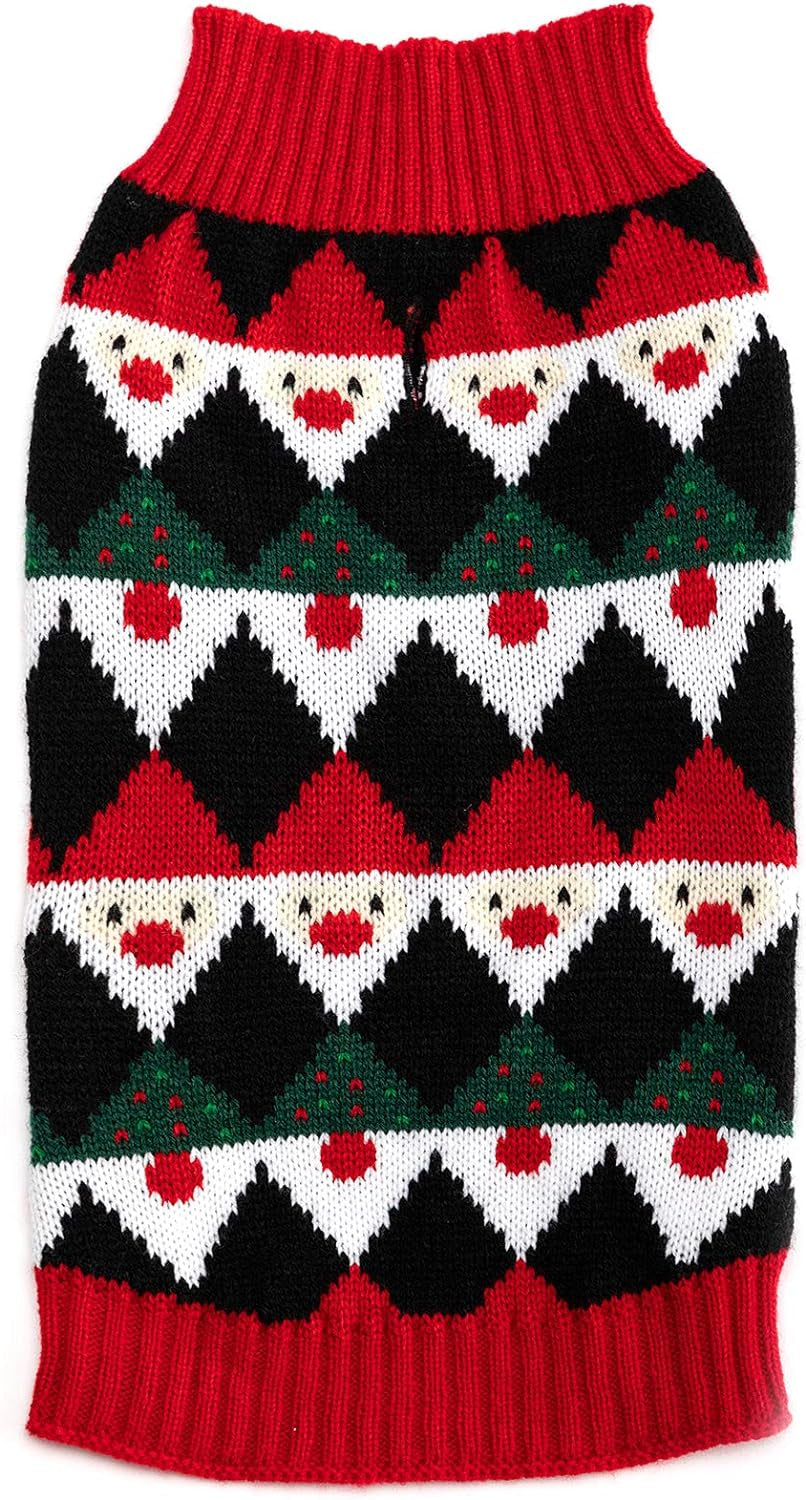 Medium Puppy Dog Cat Black and Red Knitwear Sweater for Dogs and Cats Soft Fleece Coat Vest Warm Dogs Shirt Winter Cold Weather Pet Clothes