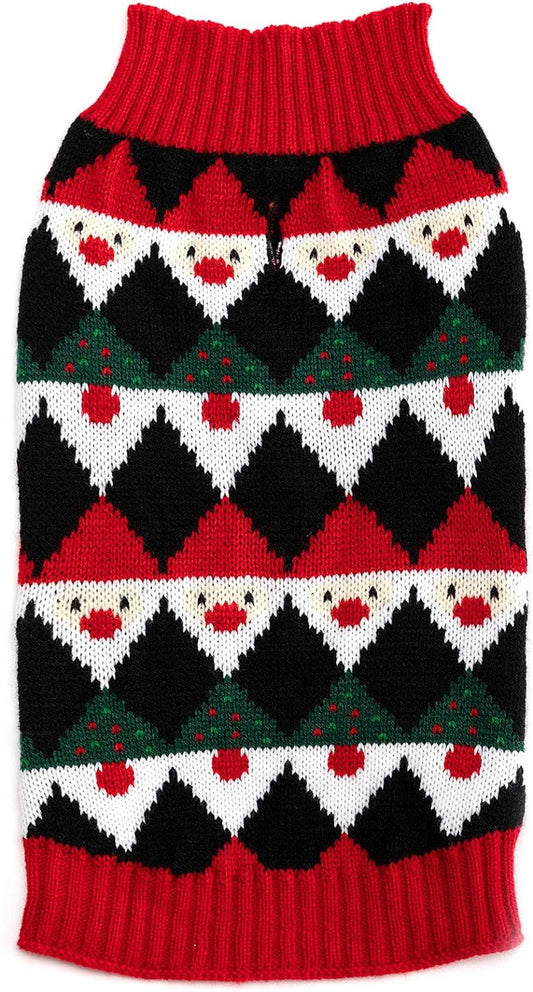 Medium Puppy Dog Cat Black and Red Knitwear Sweater for Dogs and Cats Soft Fleece Coat Vest Warm Dogs Shirt Winter Cold Weather Pet Clothes