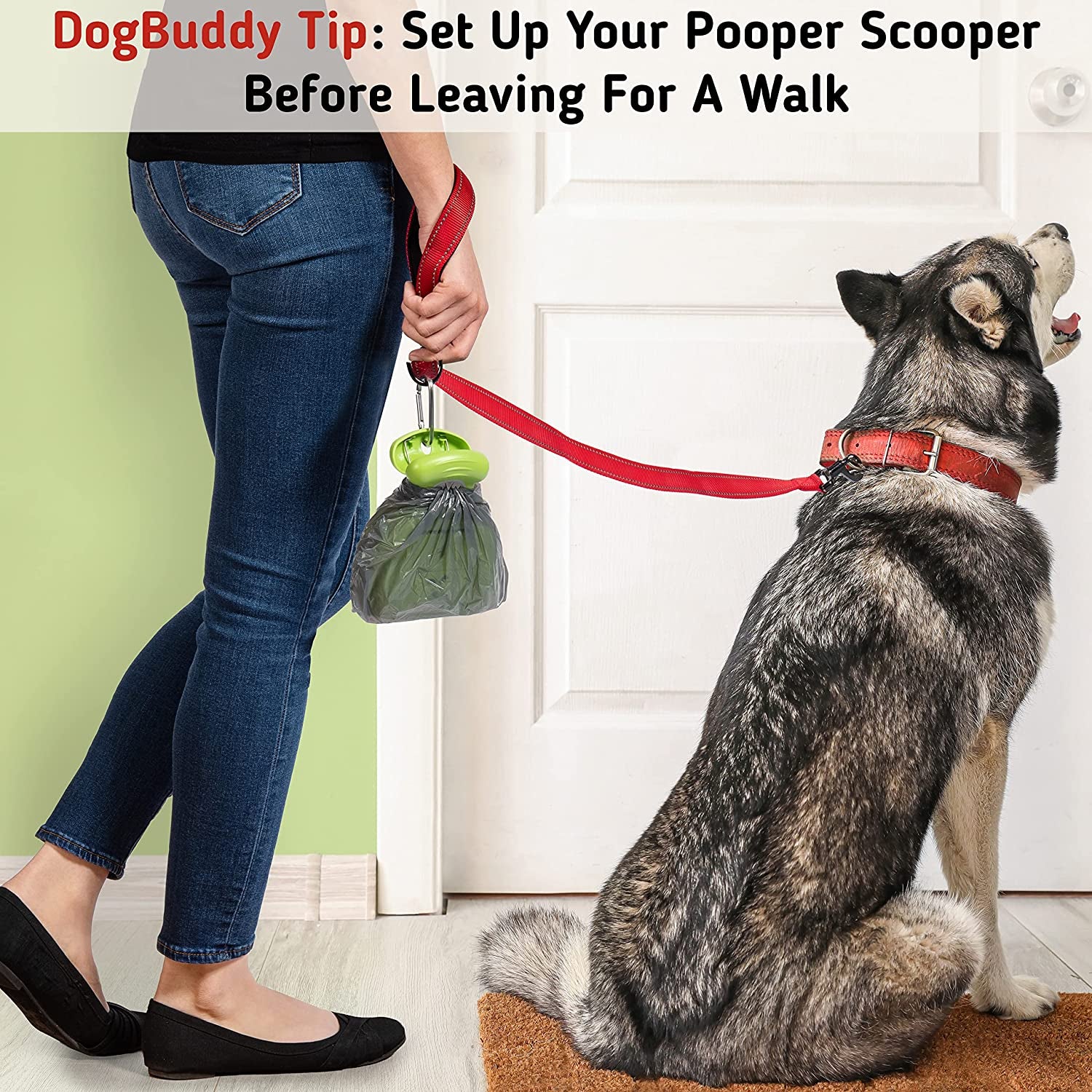 Pooper Scooper, Portable Dog Pooper Scooper, Poop Scoop for Small and Large Dogs, Pooper Scooper with Bag Attachment, Leash Clip and Dog Poop Bags Included (Medium, Kiwi)