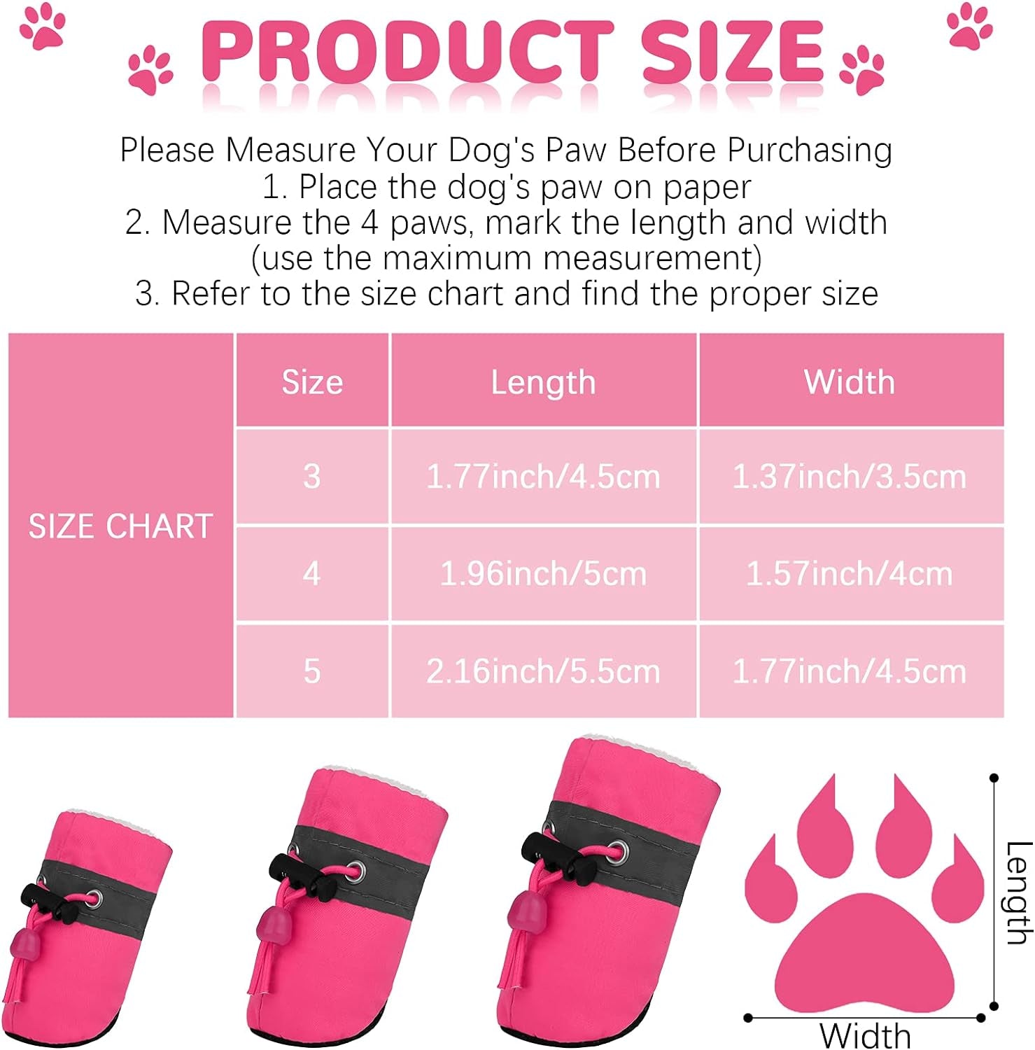 8 Pieces Dog Shoes Winter Warm Dog Paw Protector Anti-Slip Dog Boots with Reflective Straps for Dogs, Blue, Pink