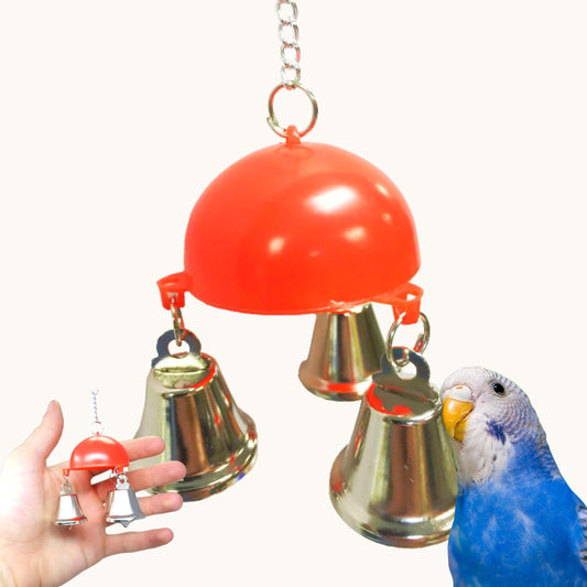 Christmas Dome Bell Small Parrot Cage Toy, Parrotlet, Lovebirds, Budgies, and Similar Breeds (Red)