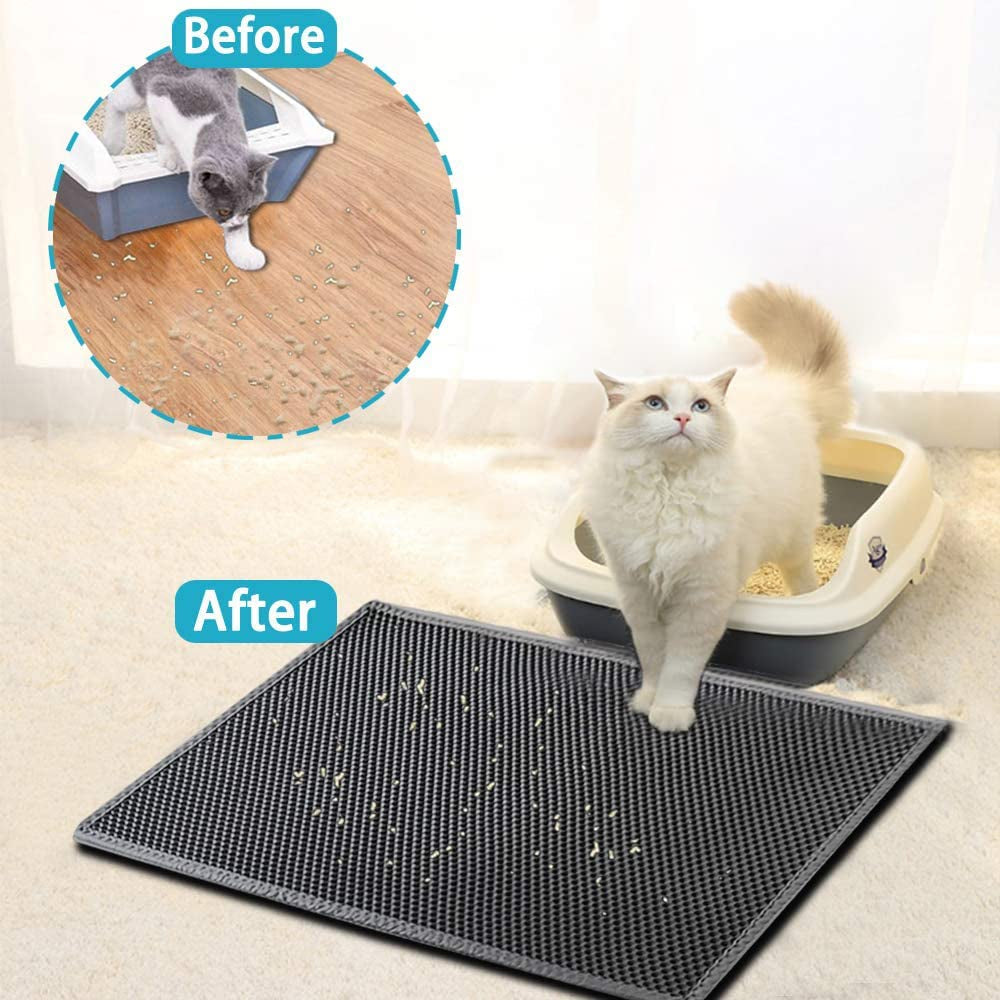 Cat Litter Mat, 15X24 Inch Litter Box Mat,Honeycomb Double Layer Trapping Litter Mat Design,Waterproof Urine Proof Kitty Litter Mat,Easy Clean Scatter Control (Grey, 15X24 Inch (Pack of 1))