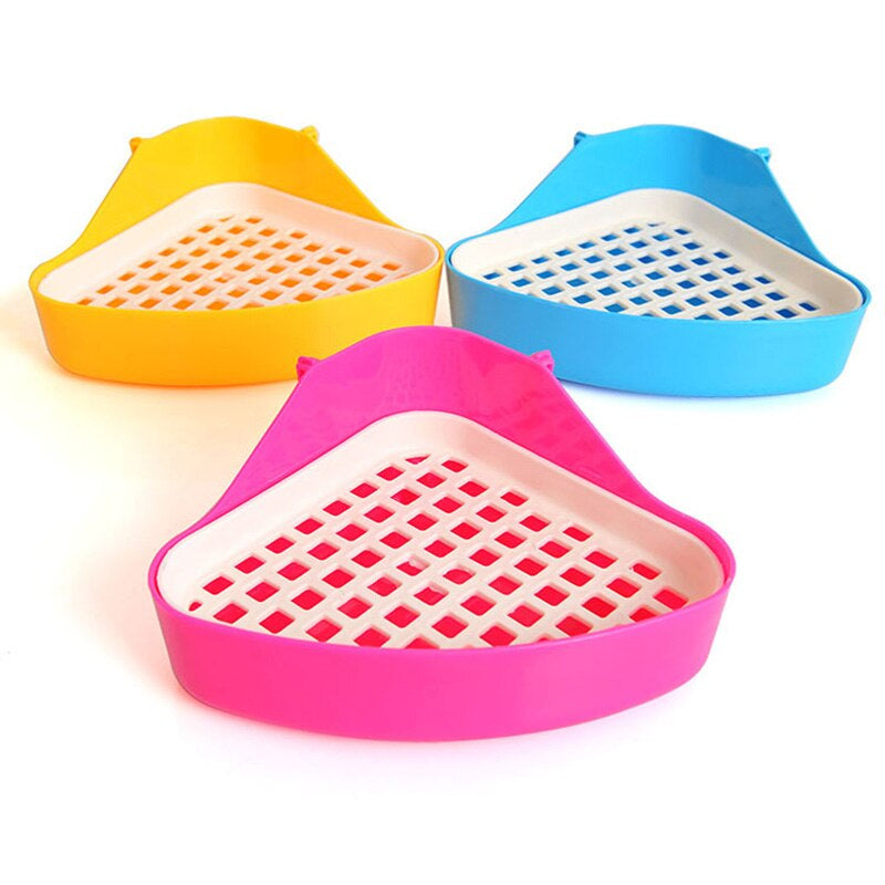 Practical Pet Cat Rabbit Pee Toilet Small Animals Hamster Guinea Pig Litter Tray Corner Pet Training Tray Free Shipping