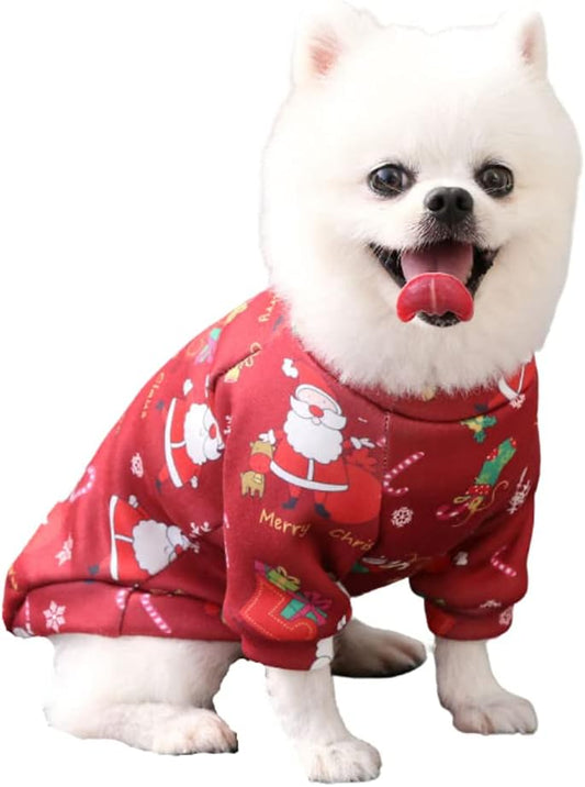 Christmas Sweatshirt for Dogs Puppy Pets Dog Clothes for Autumn and Winter (Christmas RED, X-Large)