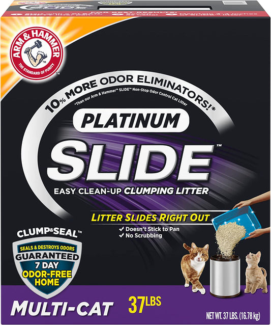 Platinum SLIDE Easy Clean, Clumping Litter, Multi-Cat, 37 Lbs